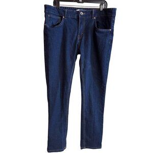 Rushers Mens Dark Blue Denim Jeans Straight Fit Size 38 Cotton Blend Classic Des